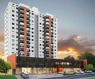 Fachada de um prédio residencial moderno em Lajeado, Brasil.