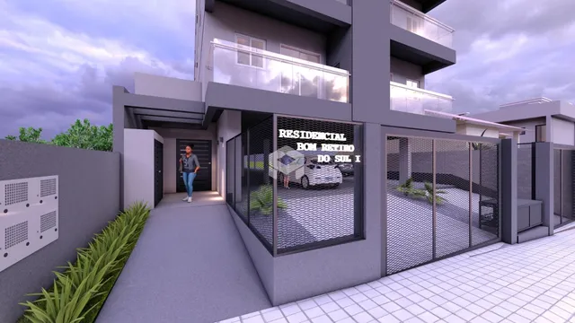 Renderização da fachada de uma residência em Lajeado, Brasil.