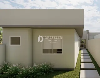 A fachada de uma casa moderna em Lajeado, Brasil.