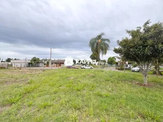 Vista externa de uma propriedade com gramado e vegetação ao ar livre.