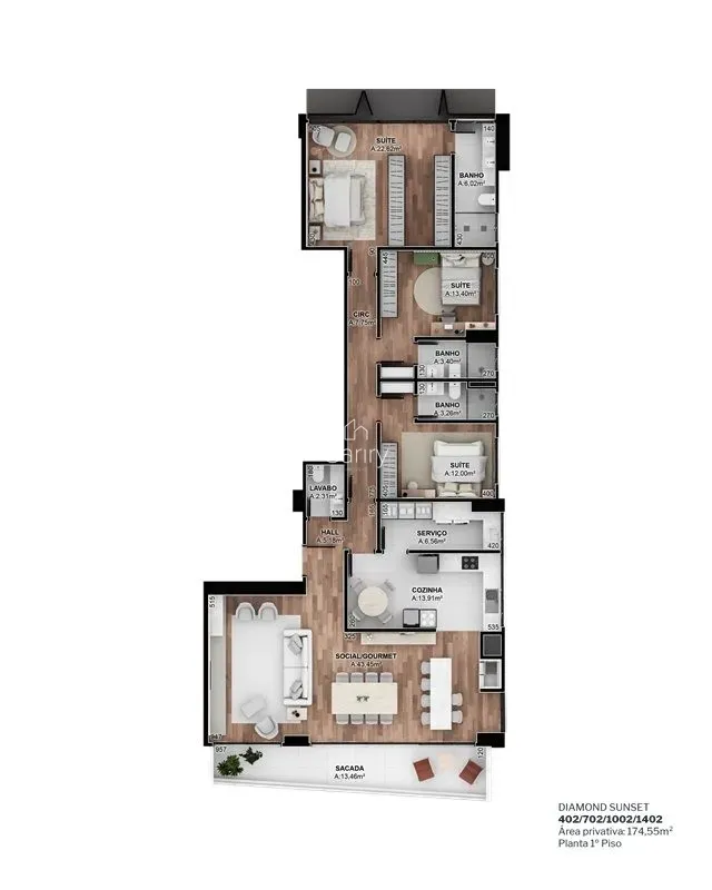 Apartamento com 3 dormitórios, foto 2