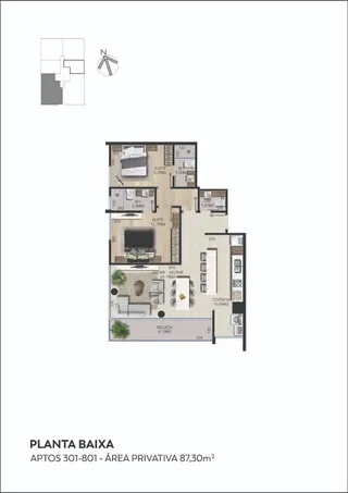 Planta baixa do apartamento mostrando a disposição dos cômodos da planta baixa.