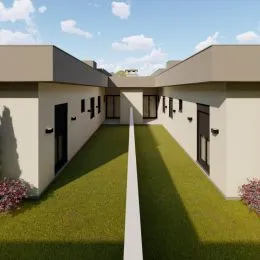 Fachada de uma residência com gramado em Lajeado.