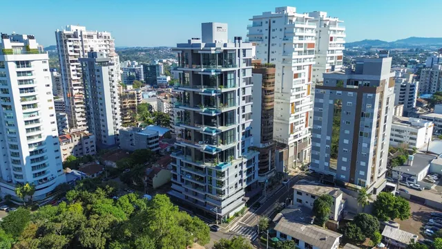 Vista aérea de edifícios residenciais em Lajeado, Brasil.