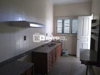 Foto de uma cozinha com bancadas e armários de madeira.