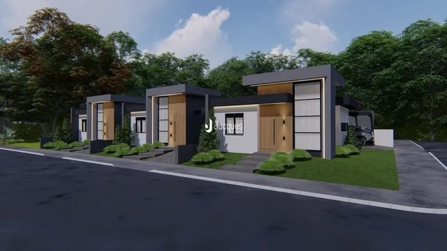 Fachada de uma casa moderna em Lajeado, Brasil.