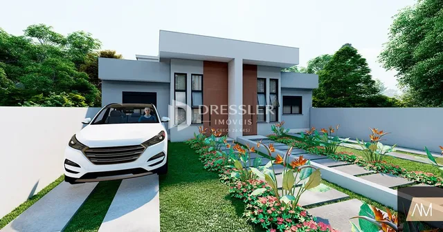 Fachada moderna de uma residência em Lajeado, Brasil.