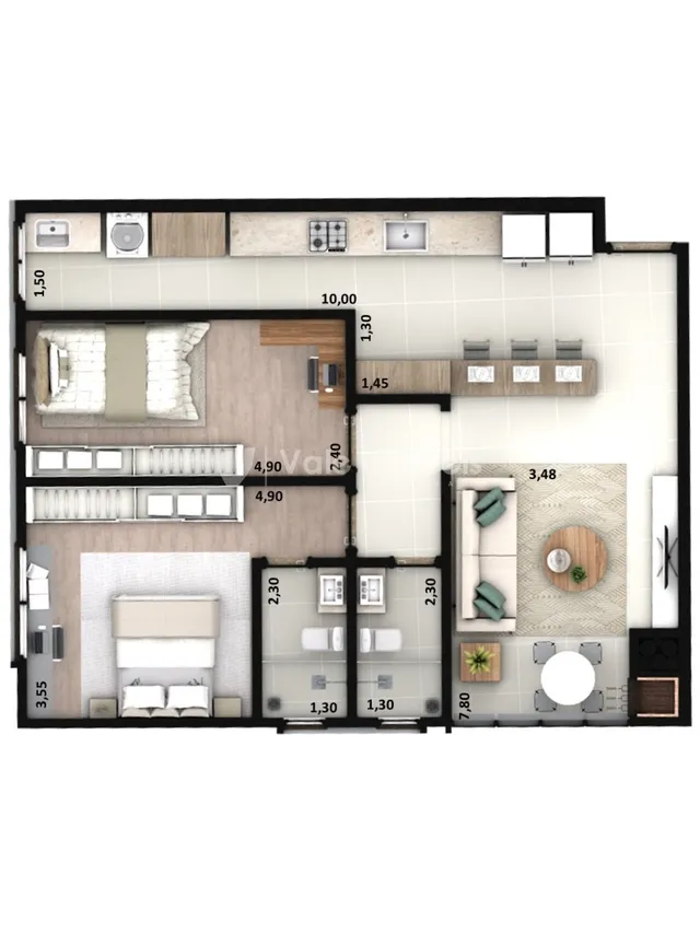 Apartamento com 2 dormitórios, foto 3