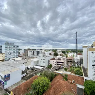 Vista aérea de um conjunto de edifícios residenciais em Lajeado.