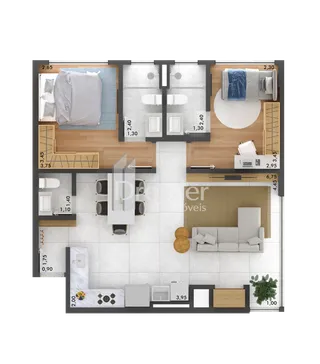 Planta baixa de um apartamento em Lajeado, Brasil.