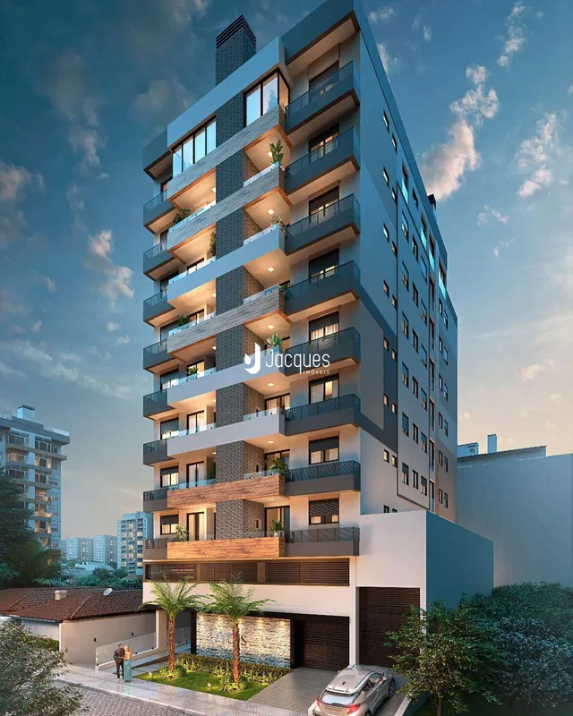 Vista externa de um prédio residencial moderno em Lajeado, Brasil.