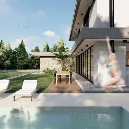 Foto da piscina externa de uma residência em Lajeado.