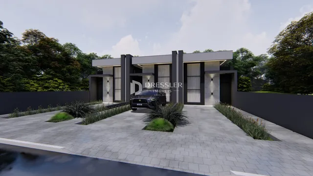 Fachada moderna de uma residência em Lajeado, Brasil.