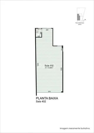 Planta baixa da sala 402 de um imóvel em Lajeado.