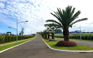 Vista de uma estrada pavimentada com vegetação ao longo de uma paisagem.