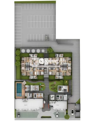 Planta baixa de um imóvel residencial em Lajeado, mostrando a disposição dos cômodos e áreas externas.