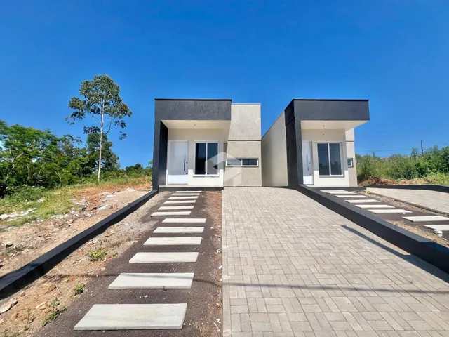 Fachada moderna de uma residência em Lajeado, Brasil.