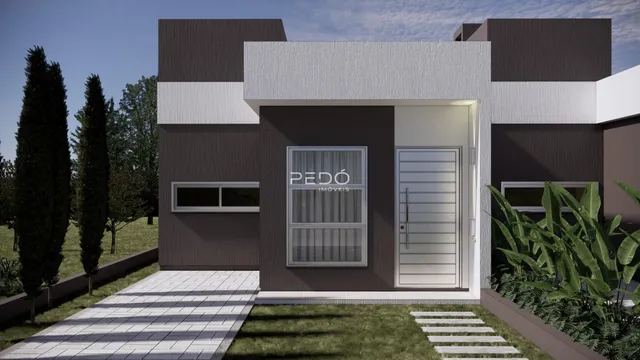 A fachada moderna de uma residência em Lajeado, Brasil.