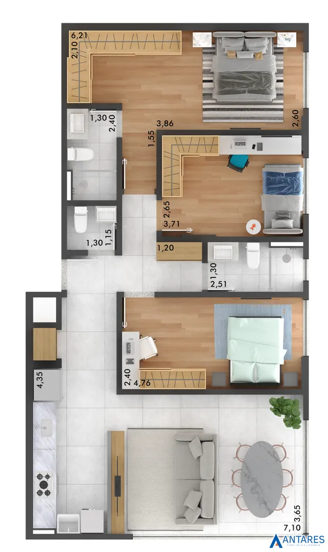 Apartamento com 3 dormitórios, foto 3