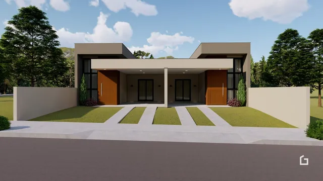 Fachada moderna de uma residência em Lajeado, Brasil.