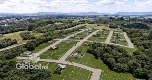 Vista aérea de um loteamento residencial em Lajeado, Brasil.