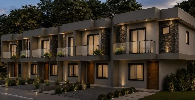 Fachada moderna de um imóvel residencial com varandas em Lajeado, Brasil.