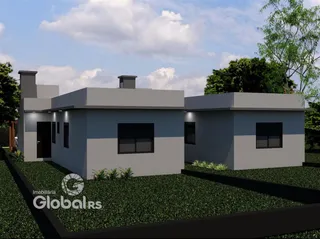 A fachada de uma casa moderna em Lajeado, Brasil.