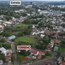 Vista aérea de um terreno residencial em Lajeado, Brasil.