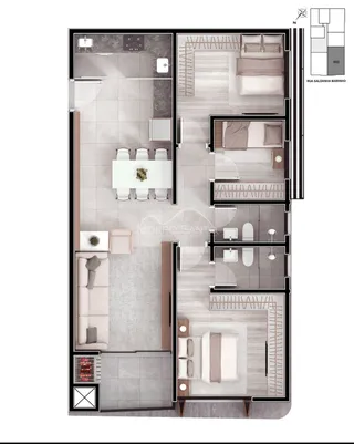 Este é um layout de planta baixa de um apartamento residencial.