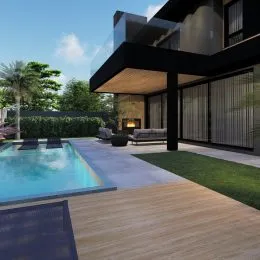 Foto da piscina externa de uma propriedade em Lajeado, Brasil.