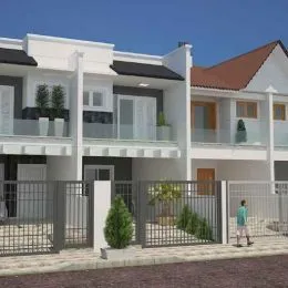Fachada de uma residência em Lajeado, Brasil, com varandas brancas.