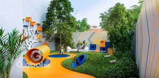 Vista de um jardim moderno com elementos artísticos em Lajeado.