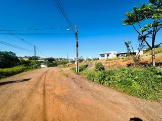 Uma estrada de terra se estende sob um céu azul claro.