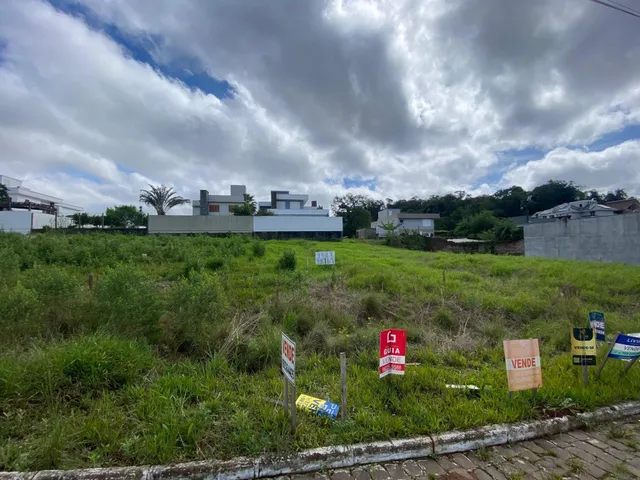 Foto externa mostrando um terreno com vegetação alta em frente a uma residência em Lajeado.