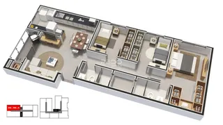 Vista 3D de um apartamento moderno em Lajeado, Brasil.