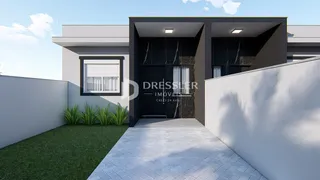 A fachada de uma residência em Lajeado, Brasil, com jardim frontal.