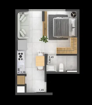 Planta baixa de um apartamento em Lajeado, Brasil.