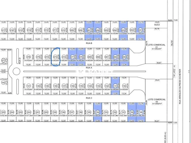 Planta baixa mostrando a disposição dos cômodos de um lote comercial em Lajeado.