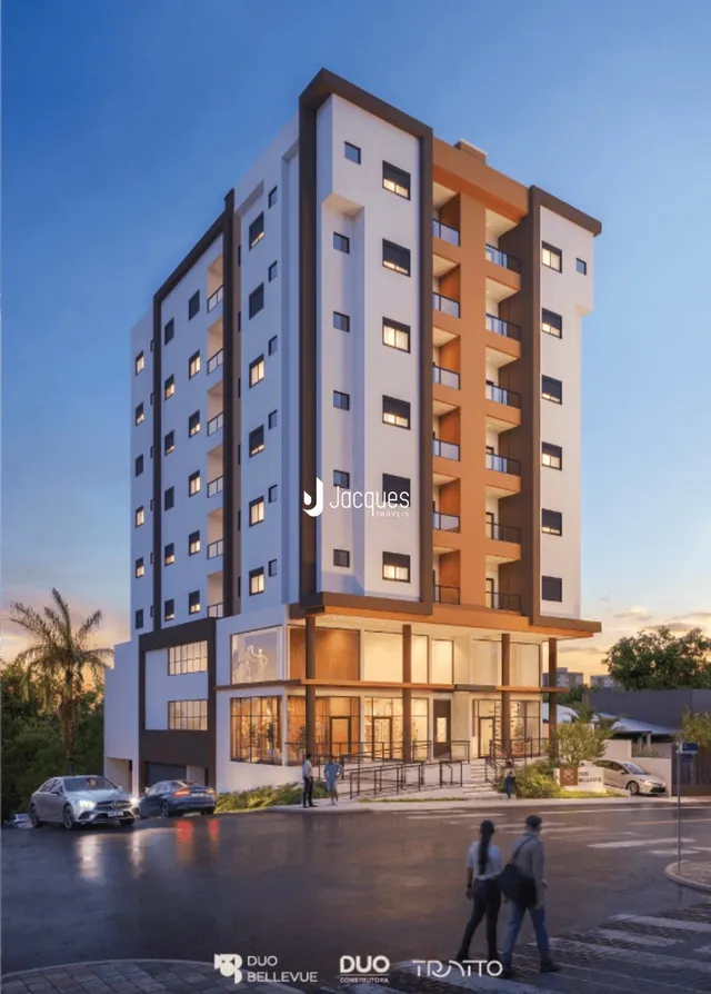 Fachada moderna de um edifício residencial em Lajeado, Brasil.