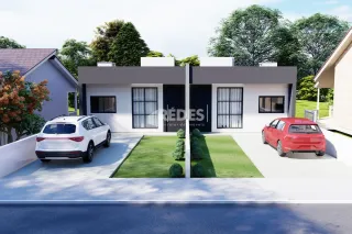Fachada de uma casa moderna em Lajeado, Brasil.