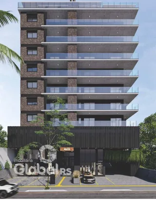 Fachada moderna de um prédio residencial em Lajeado, Brasil.
