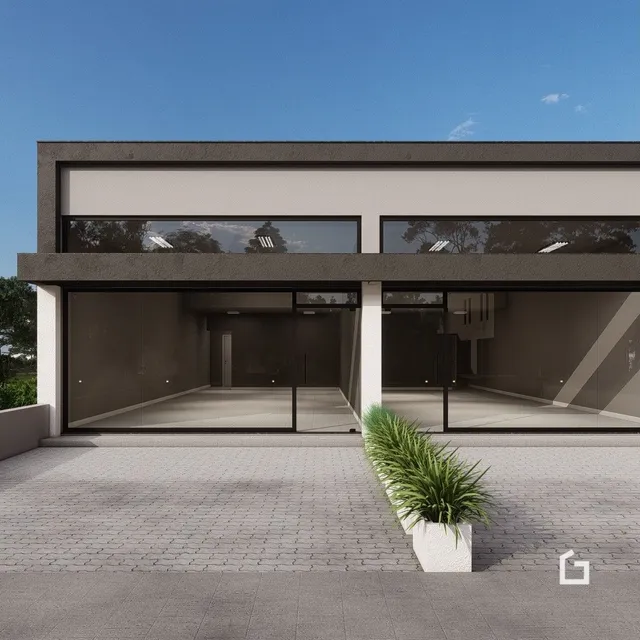 Fachada moderna de uma residência em Lajeado, Brasil.