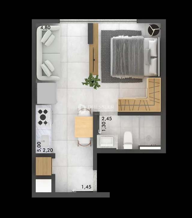 Planta baixa de um apartamento em Lajeado, Brasil.