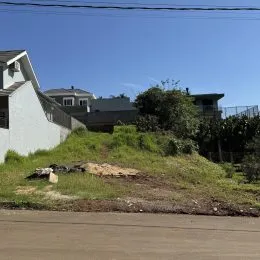Vista externa de terreno com vegetação e uma estrada em Lajeado.