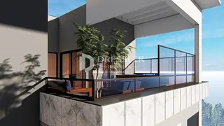 Vista da fachada de uma residência moderna com varanda em Lajeado, Brasil.