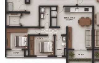 Planta baixa de um imóvel residencial em Lajeado, Brasil.