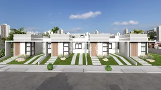 Fachada de uma casa moderna com jardim em Lajeado, Brasil.