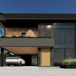 Fachada moderna de uma residência em Lajeado, Brasil.