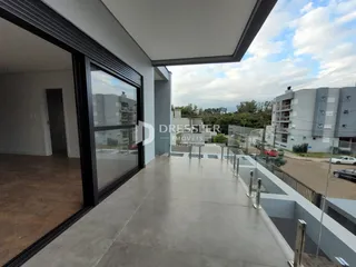 Vista da área externa e varanda de um imóvel em Lajeado, Brasil.