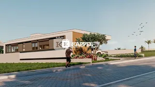 Foto da fachada de uma casa moderna em Lajeado, Brasil.